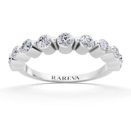 Platinum Round Cut Diamond Half Sculpted Prong Eternity Band - 1.7mm - Front