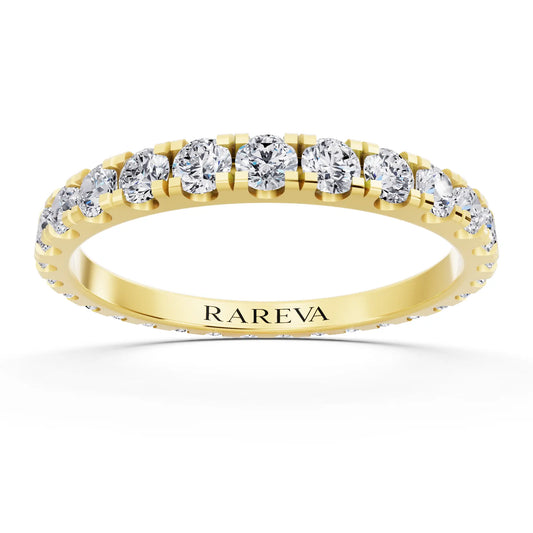 10K Yellow Gold Round Cut Diamond Classic Eternity Band - 2mm - Front