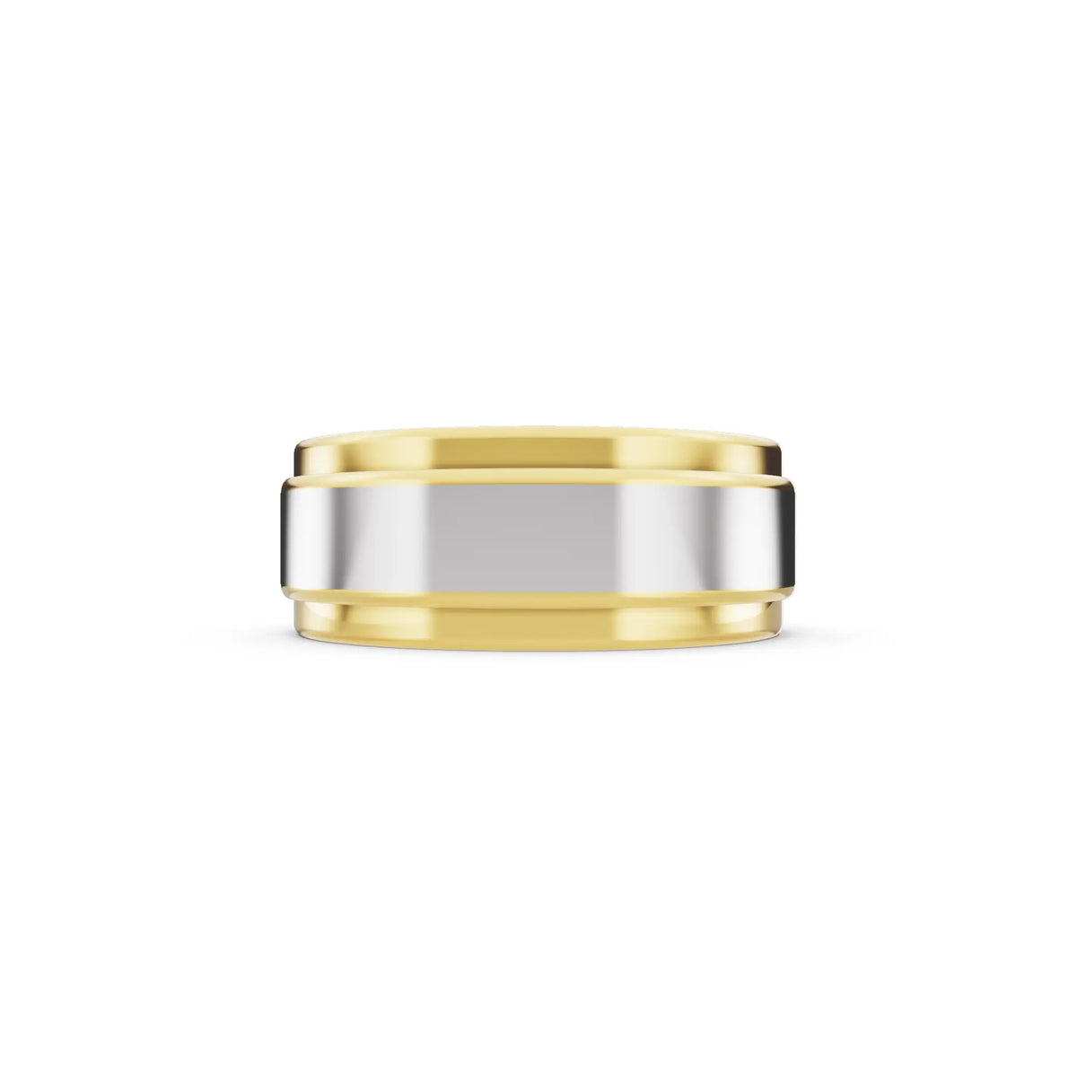 10K Yellow Gold Men's Step Edge Wedding Band - 7.5mm - Side