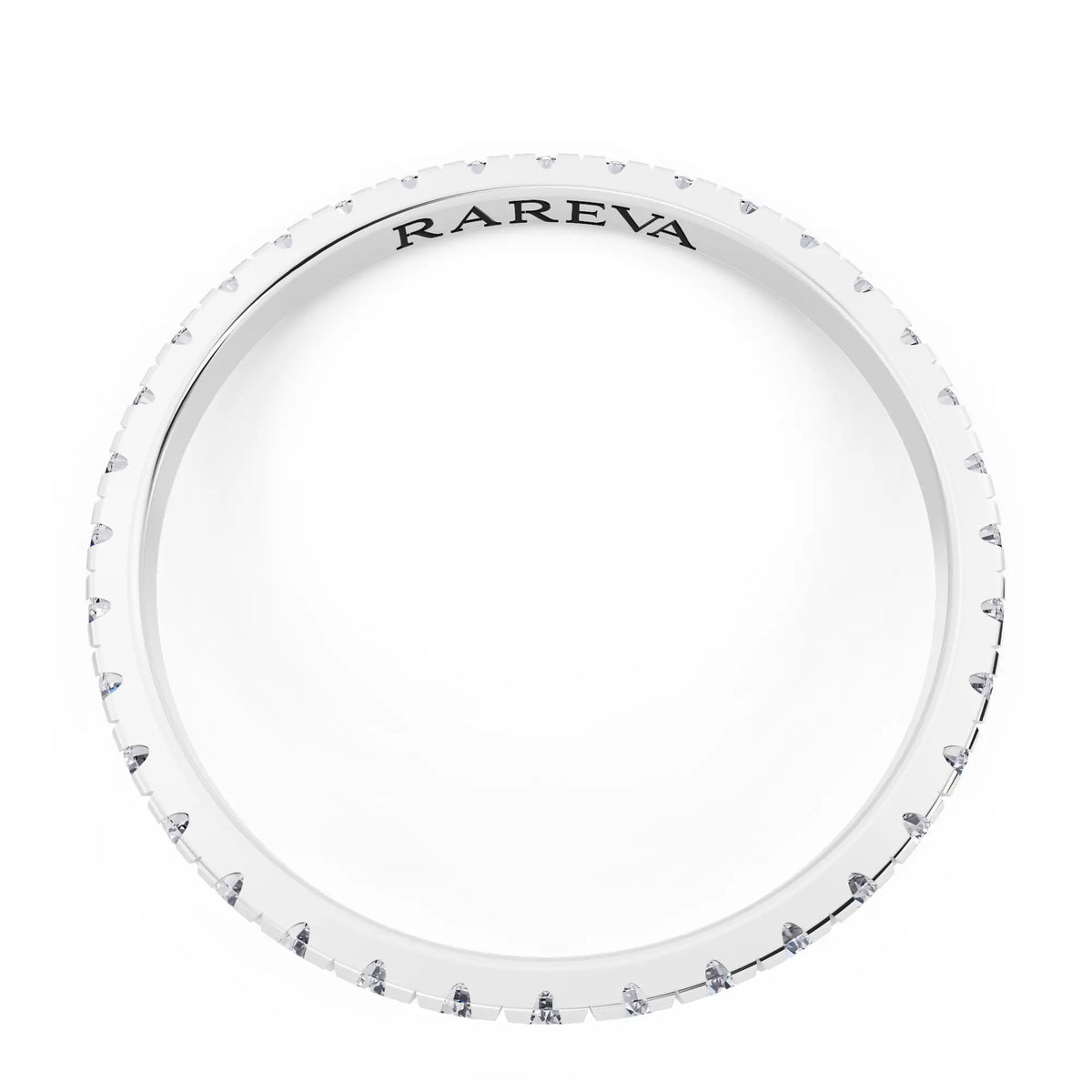 Silver Round Cut Diamond Classic Eternity Band - 1.7mm - Top