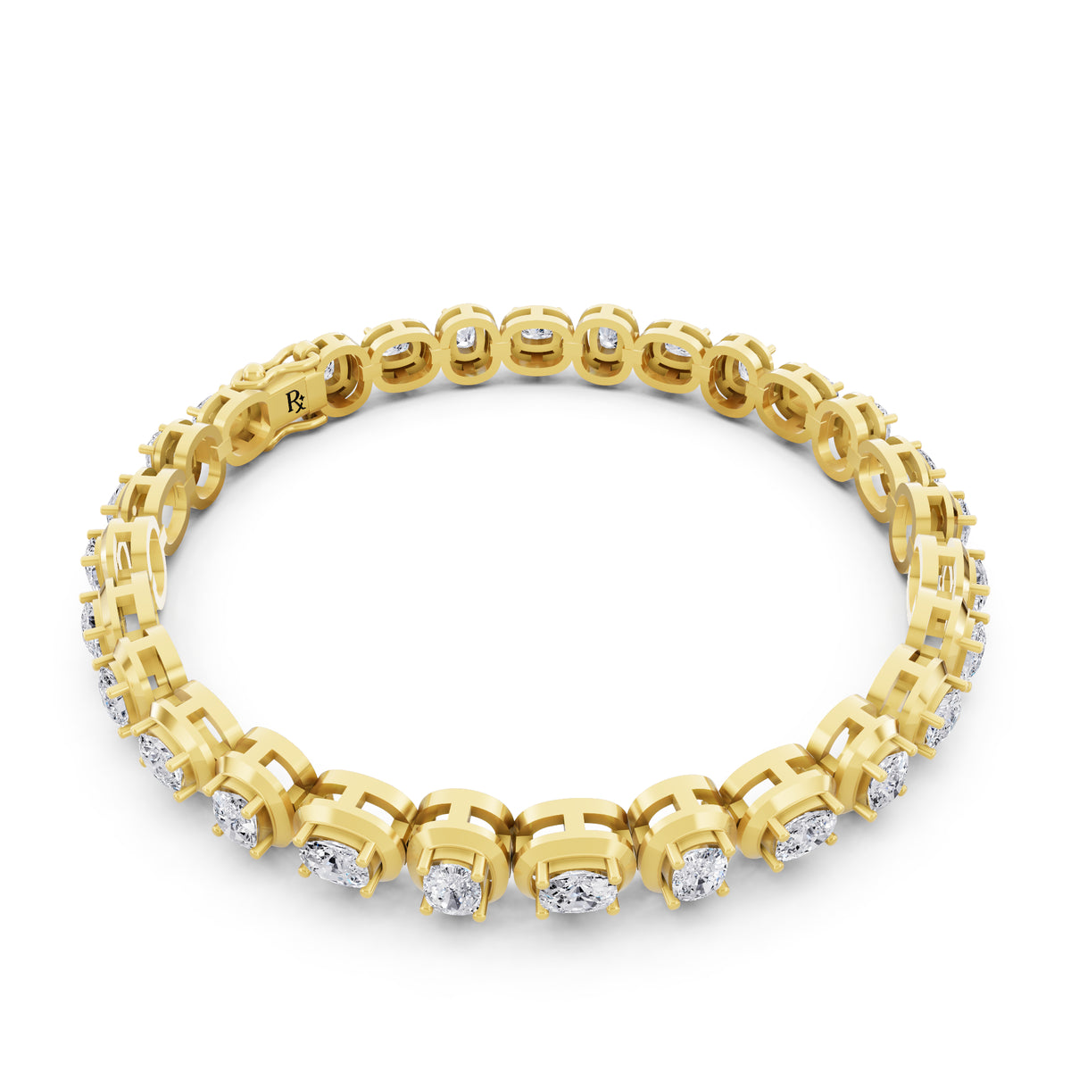 14K Yellow Gold Cushion Cut Diamond Tennis Bracelet - Left