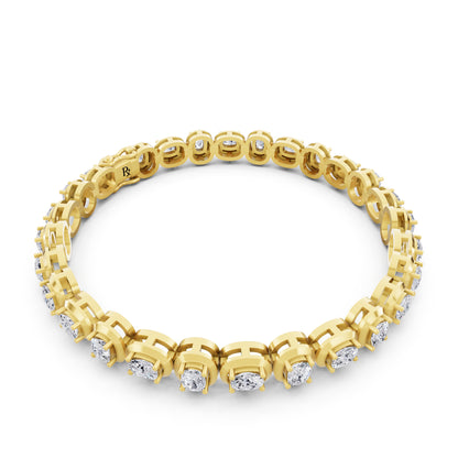 14K Yellow Gold Cushion Cut Diamond Tennis Bracelet - Left