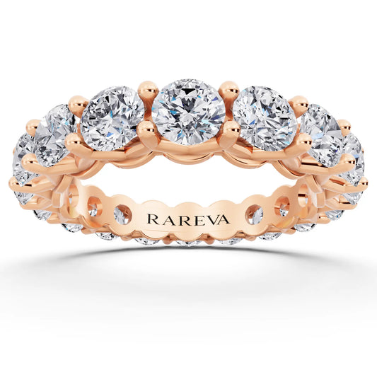 10K Rose Gold Round Cut Diamond Unity Prong Eternity Band - 3.6mm - Front