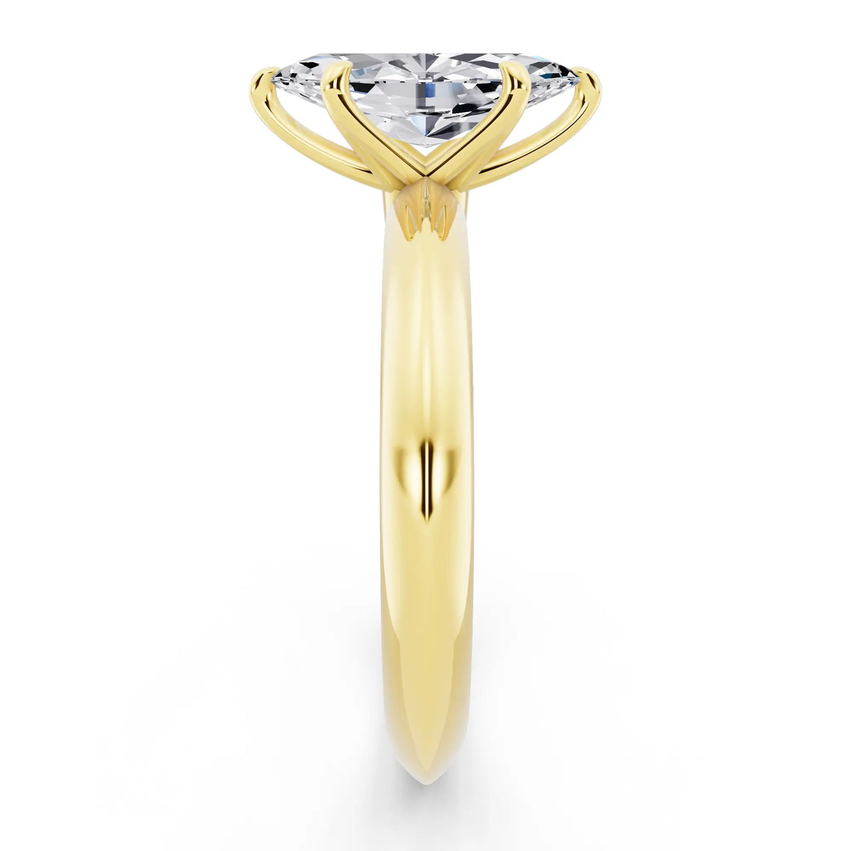 18 KT Yellow Gold Marquise Cut Diamond Classic Solitaire Ring - side view