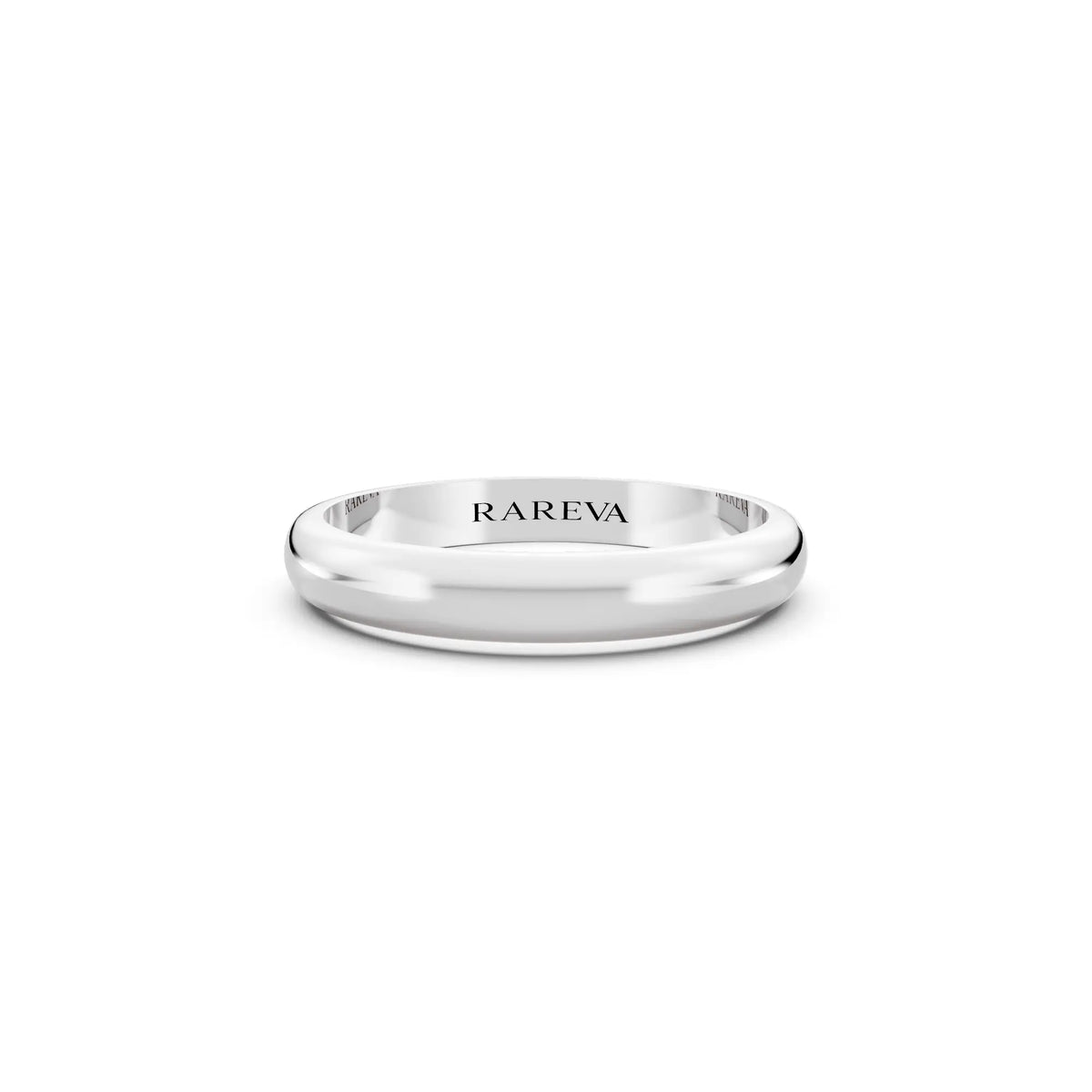 14K White Gold Men's Classic Dome Wedding Band - 3mm - Front