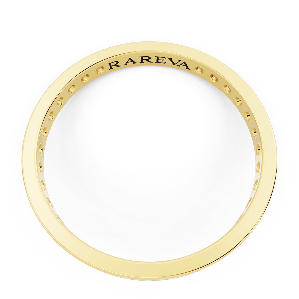 10K Yellow Gold Round Cut Diamond Channel Set Eternity Band - 2.3mm - Top