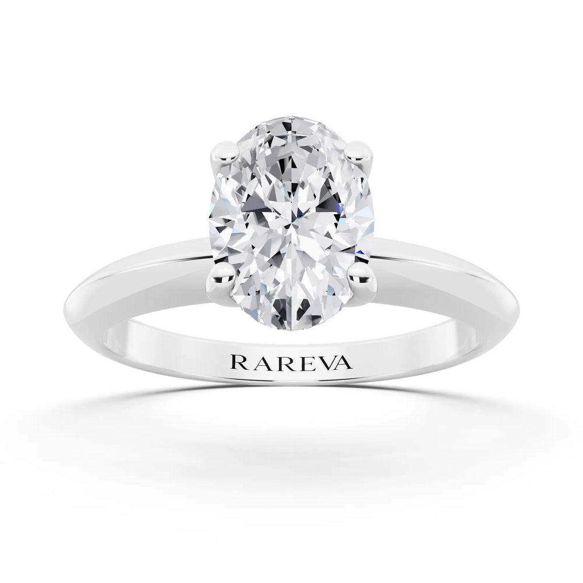 Platinum Oval Cut Diamond Classic Solitaire Ring - front view