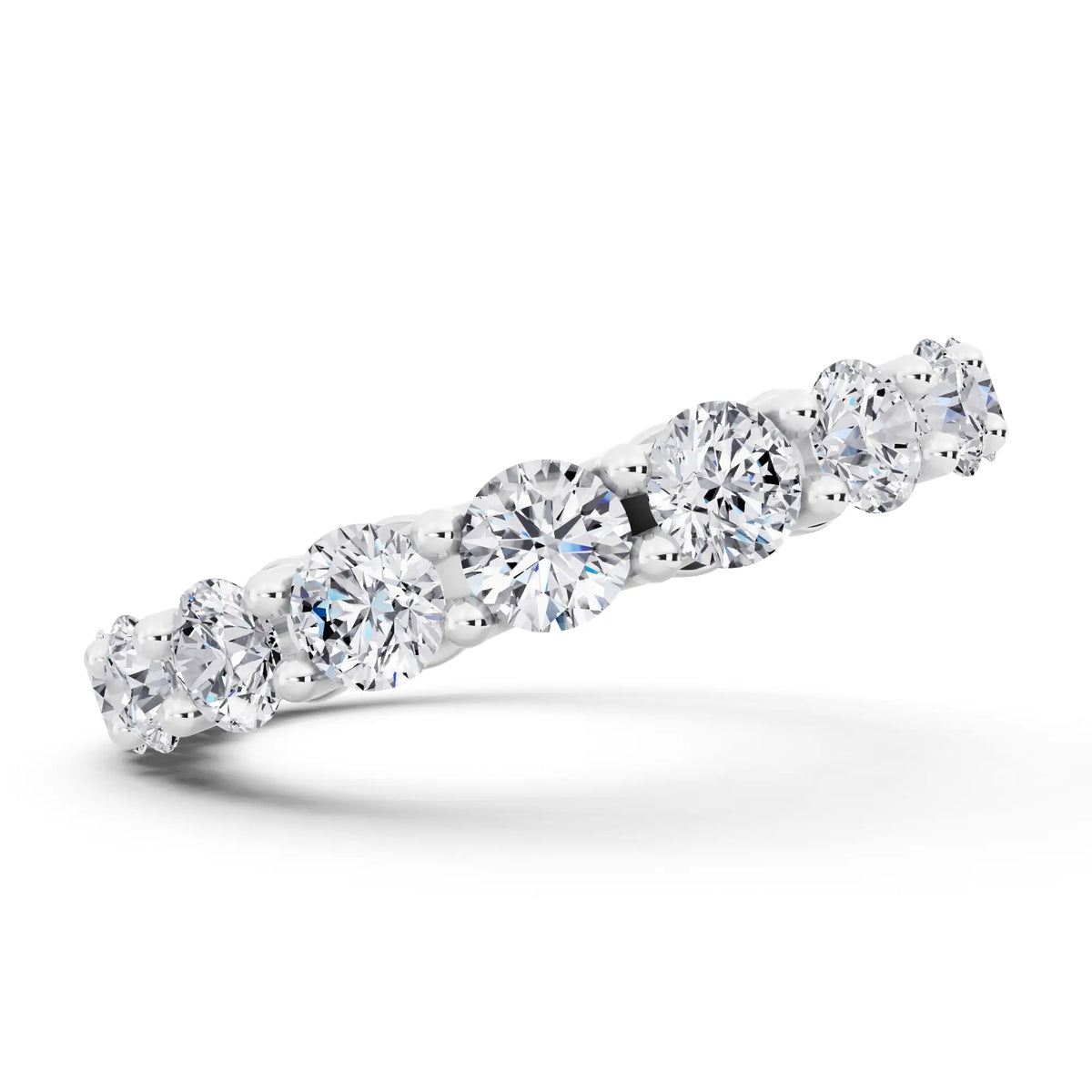 Platinum Round Cut Diamond Unity Prong Eternity Band - 3mm - Side