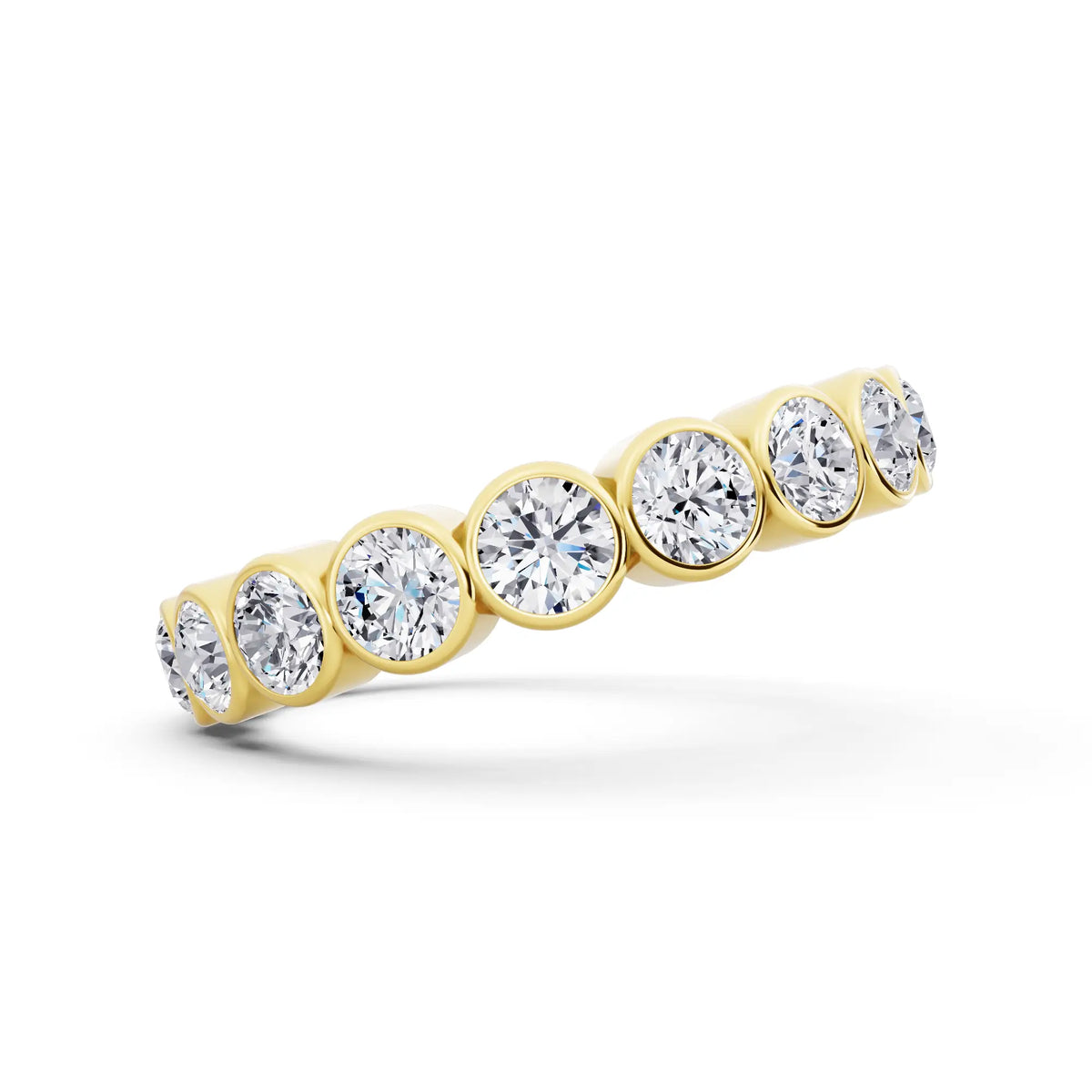 10K Yellow Gold Round Cut Bezel Set Diamond Full Eternity Wedding Band - 3.5mm - Side
