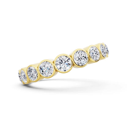 10K Yellow Gold Round Cut Bezel Set Diamond Full Eternity Wedding Band - 3.5mm - Side