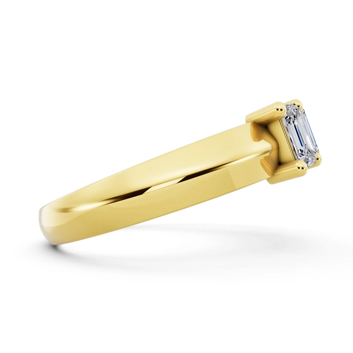 10K Yellow Gold Five Stone Emerald Cut Diamond Half Eternity Wedding Band - 2.5mm - Side