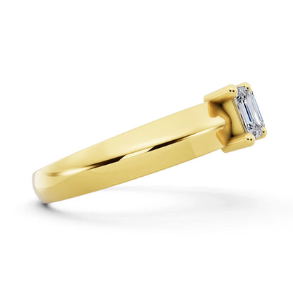 10K Yellow Gold Five Stone Emerald Cut Diamond Half Eternity Wedding Band - 2.5mm - Side