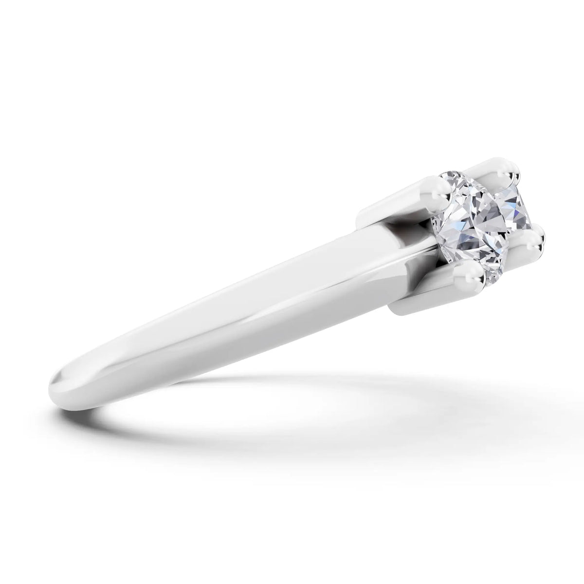 10K White Gold Five Stone Round Cut Diamond Half Eternity Wedding Band - 2.7mm - Side