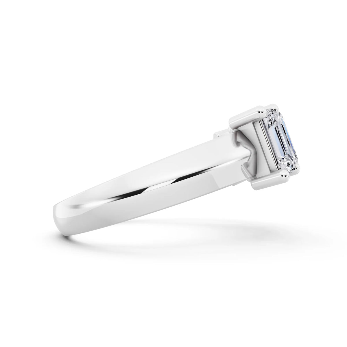 10K White Gold Five Stone Emerald Cut Diamond Half Eternity Wedding Band - 2.7mm - Side