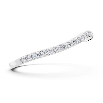 10K White Gold Round Cut Diamond Pave Wave Curved Band - 1.2mm - Side