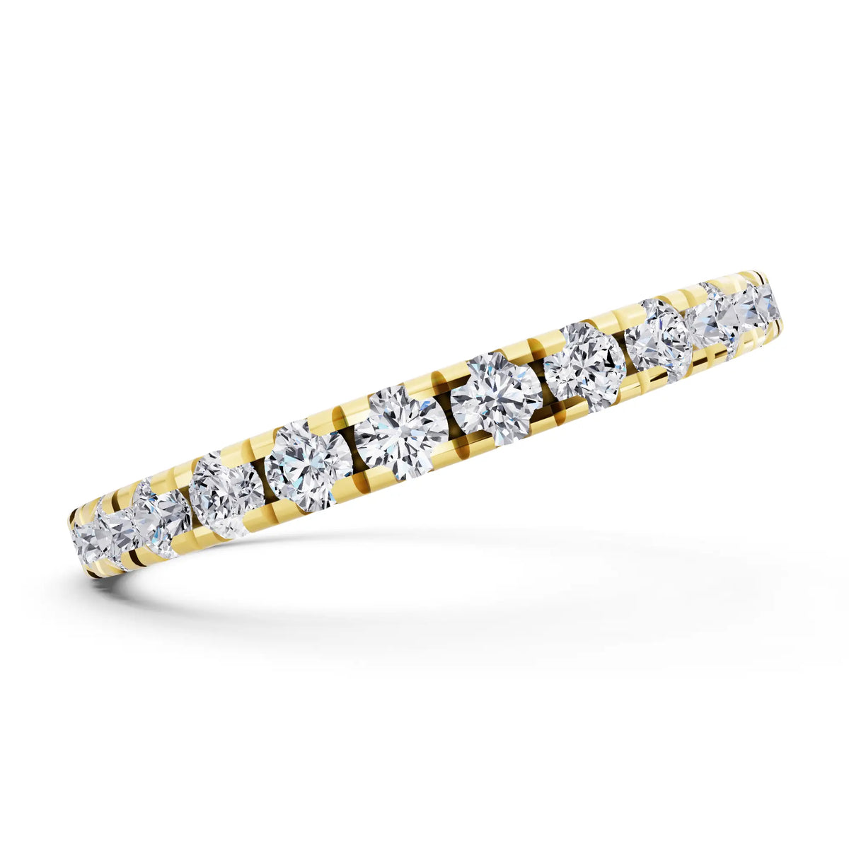 14K Yellow Gold Round Cut Diamond Classic Eternity Band - 1.8mm - Side