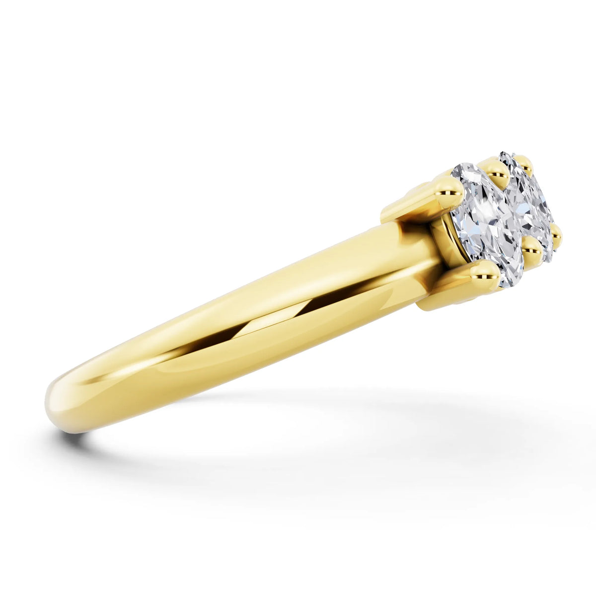 10K Yellow Gold Seven Stone Oval Cut Diamond Half Eternity Wedding Band - 1.8mm - Side