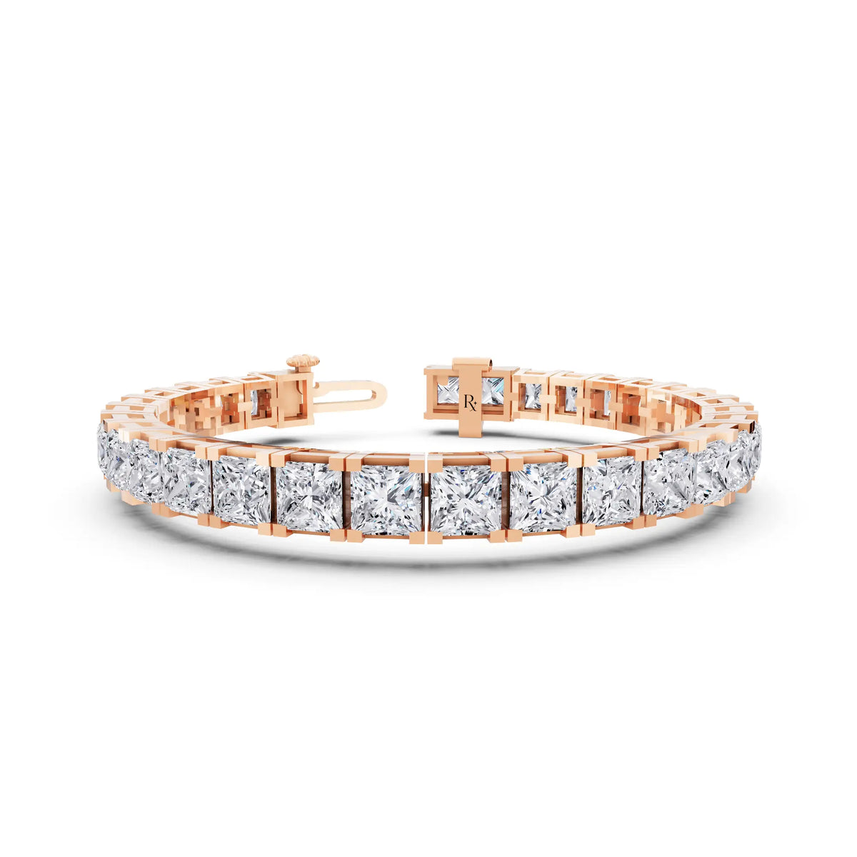 14K Rose Gold Princess Cut Diamond Tennis Bracelet - Main