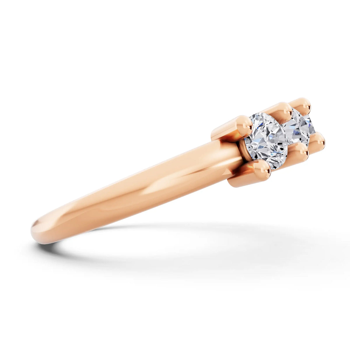 14K Rose Gold Seven Stone Round Cut Diamond Half Eternity Wedding Band - 1.8mm - Side