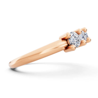14K Rose Gold Seven Stone Round Cut Diamond Half Eternity Wedding Band - 1.8mm - Side