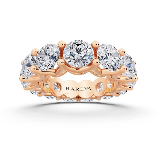 10K Rose Gold Round Cut Diamond Unity Prong Eternity Band - 5.5mm - Front