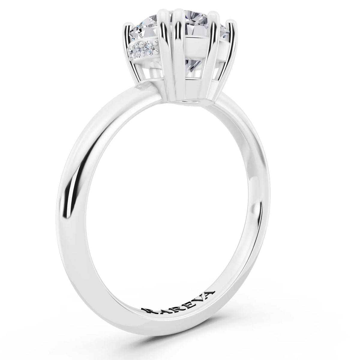 Platinum Round Cut Diamond Solitaire Ring with Hidden Accent Basket - top view