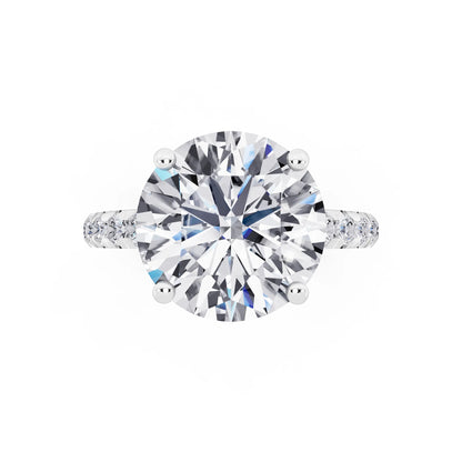 14 KT White Gold Round Cut Diamond Ring with Hidden Halo - top angle