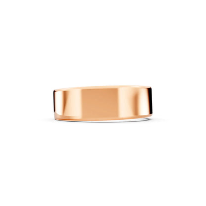 14K Rose Gold Men's Soft Edge Flat Wedding Band - 6mm - Side