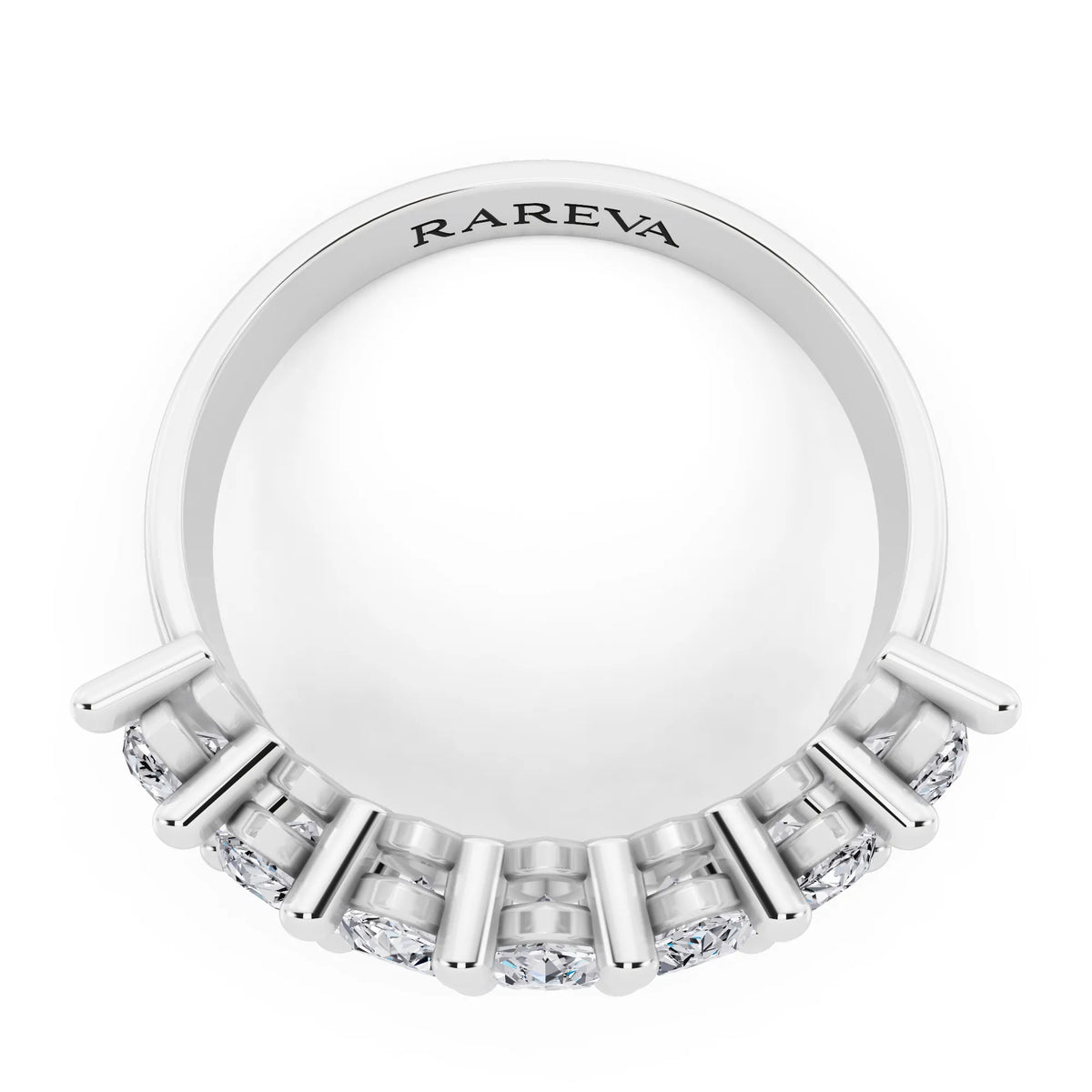 Silver Seven Stone Marquise Cut Diamond Half Eternity Wedding Band - 2.2mm - Top
