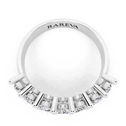 Silver Seven Stone Marquise Cut Diamond Half Eternity Wedding Band - 2.2mm - Top