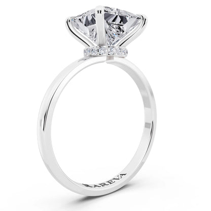 Platinum Princess Cut Diamond Solitaire Ring with Pave Collar - top view