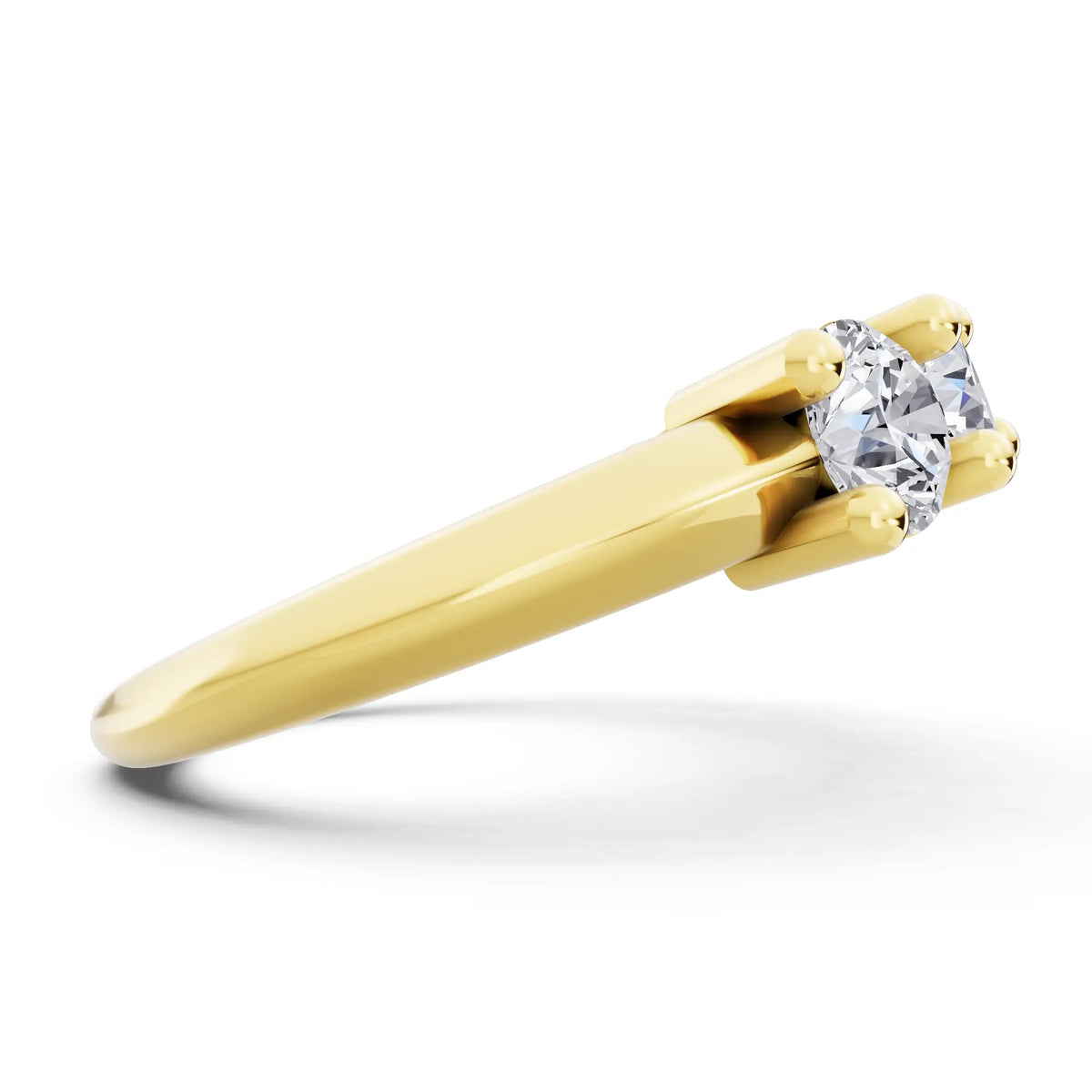 14K Yellow Gold Five Stone Round Cut Diamond Half Eternity Wedding Band - 2.7mm - Side