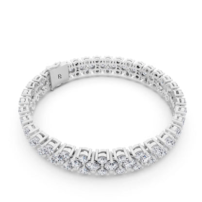 Silver Multi Row Round Cut Diamond Tennis Bracelet - Left