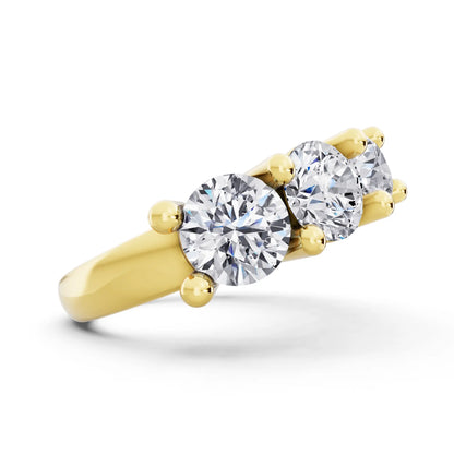 14K Yellow Gold Seven Stone Round Cut Diamond Half Eternity Wedding Band - 2.8mm - Side