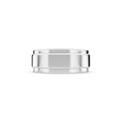 Silver Men's Step Edge Wedding Band - 7.5mm - Side