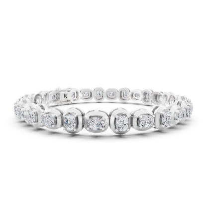 Silver Cushion Cut Diamond Tennis Bracelet - Top1