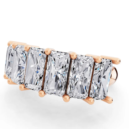 14K Rose Gold Seven Stone Radiant Cut Diamond Half Eternity Wedding Band - 2.4mm - Close up