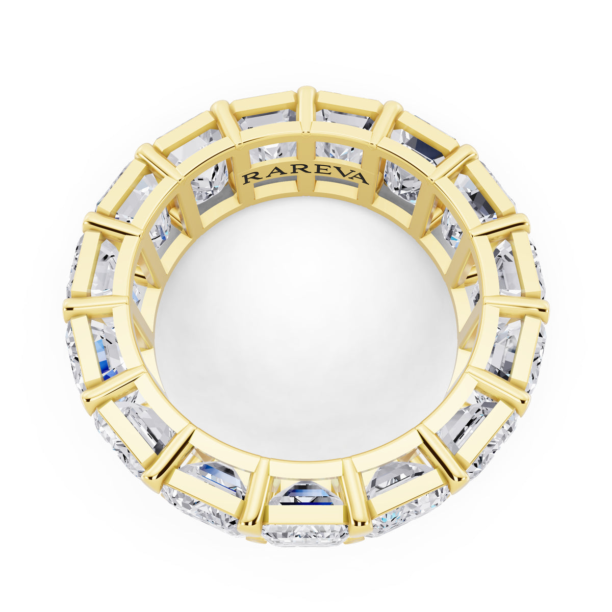 14K Yellow Gold Emerald Cut Diamond Eternity Band - 6.7mm - 11.00ctw - Top