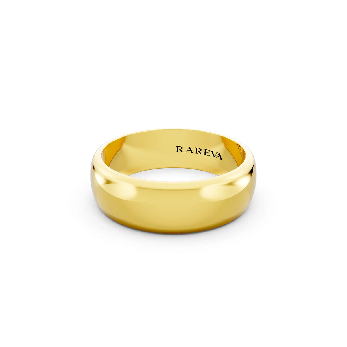 10K Yellow Gold Men's Classic Dome Wedding Band - 6mm - Close up