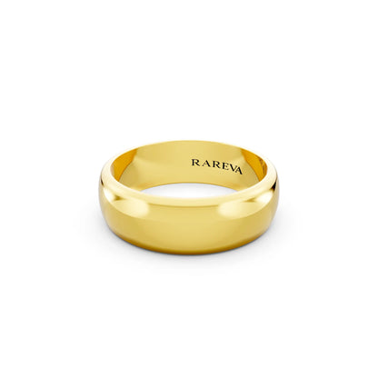 10K Yellow Gold Men's Classic Dome Wedding Band - 6mm - Close up