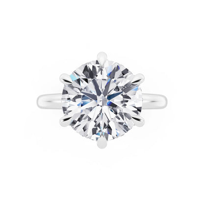 Platinum Round Cut Diamond Hidden Halo Solitaire Ring - top angle
