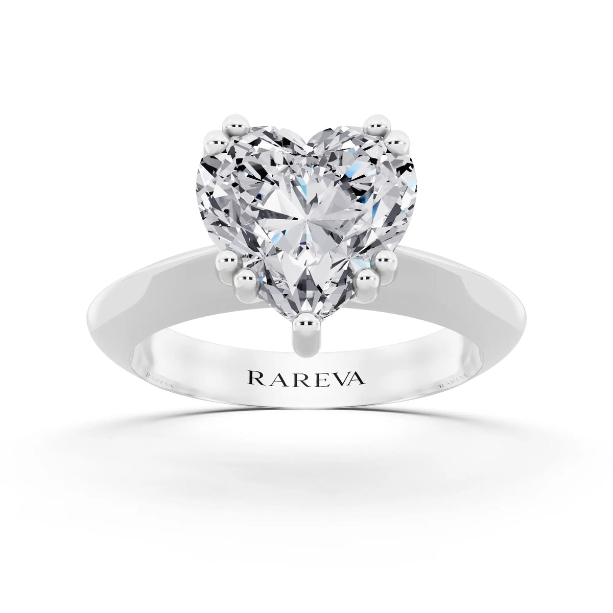 Platinum Heart Cut Diamond Solitaire Ring with Knife Edge Band - front view