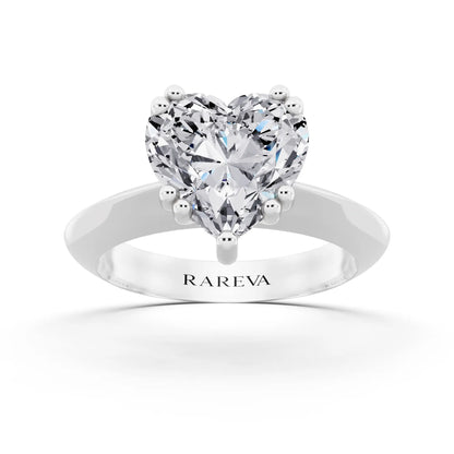 Platinum Heart Cut Diamond Solitaire Ring with Knife Edge Band - front view