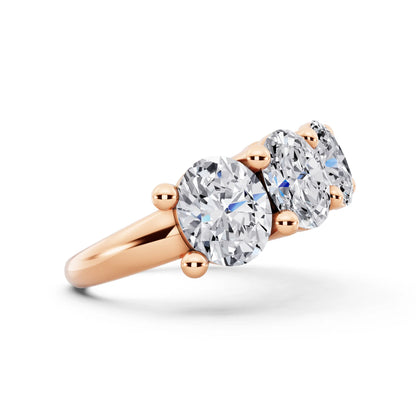 14K Rose Gold Seven Stone Oval Cut Diamond Half Eternity Wedding Band - 2.8mm - Side