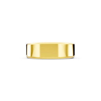 14K Yellow Gold Men's Flat Wedding Band - 6mm - Side