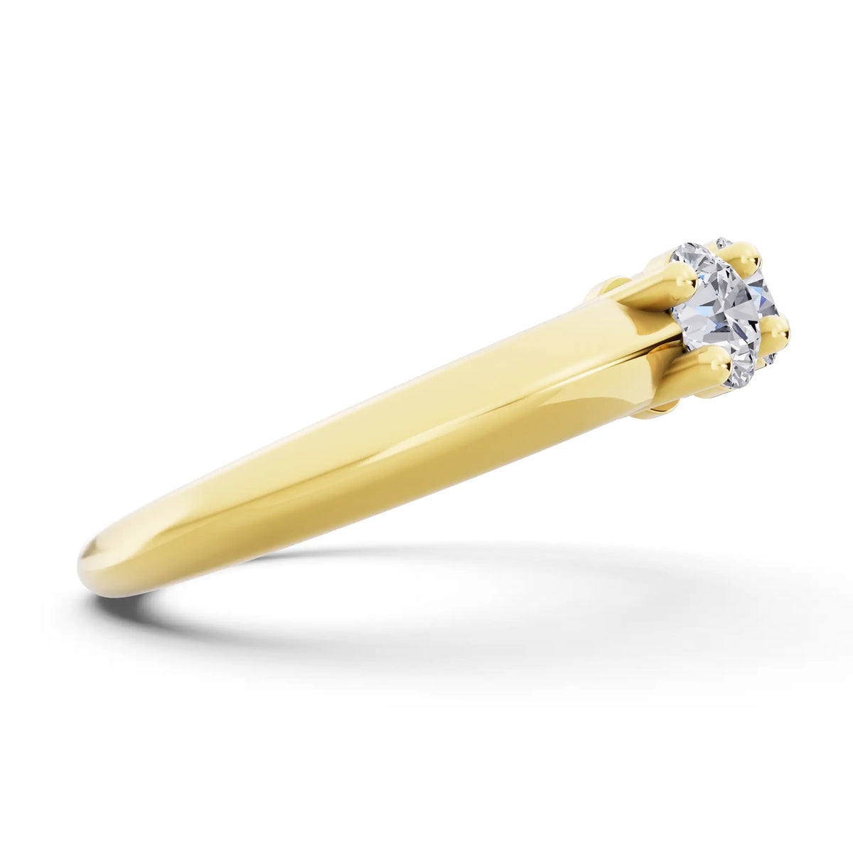 10K Yellow Gold Five Stone Round Cut Diamond Half Eternity Wedding Band - 2.5mm - Side