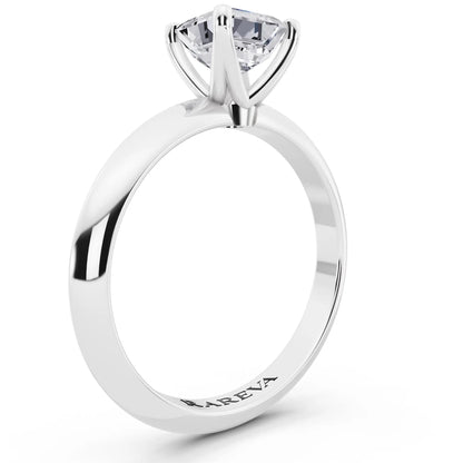 14 KT White Gold Asscher Cut Diamond Classic Solitaire Ring - top view