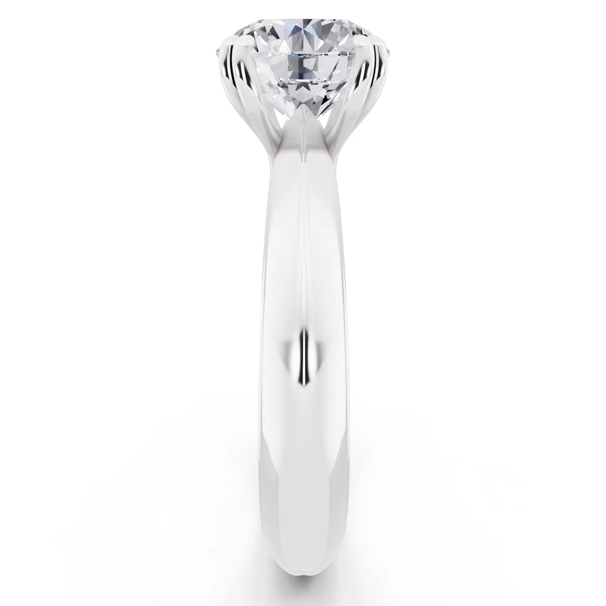 Platinum Round Cut Diamond Solitaire Ring with Knife Edge Band - side view