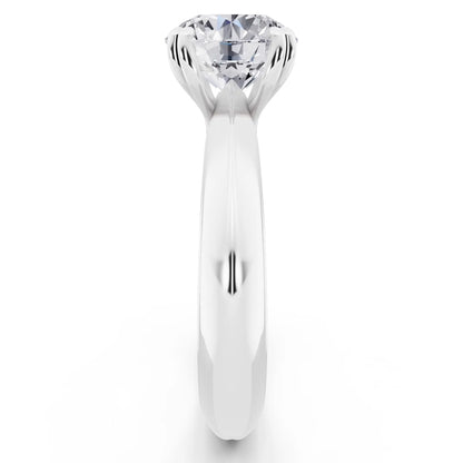 Platinum Round Cut Diamond Solitaire Ring with Knife Edge Band - side view
