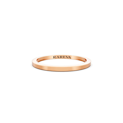 14K Rose Gold Men's Flat Wedding Band - 1.5mm - Front